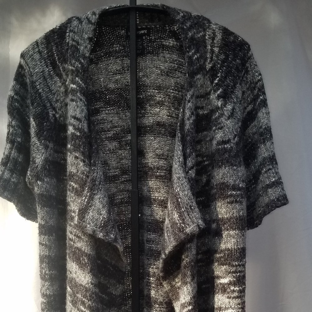 Lane Bryant Cardigan Sweater Wrap, Size 18/20, Plus, Striped Black/Gray